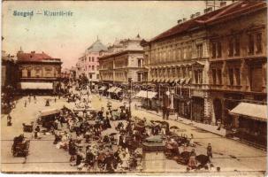 1926 Szeged, Klauzál tér, piac, üzletek. Vasúti levelezőlapárusítás 9213.