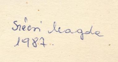 Szécsi Magda (1958-): Maszkok (cím nélkül), 1987. Vegyes technika, papír, jelzett, 30,5x21,5 cm