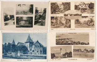 8 db főleg régi magyar város képeslap: Balaton környéki települések (közte 2 modern) / 8 mainly pre-1945 Hungarian town-view postcards (including 2 modern postcards)