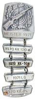 NSZK 1971. "Bajnok 1971" lövészeti jelvény (84x29mm) T:XF patina GFR 1971. "Meister 1971" shoot badge (84x29mm) C:XF patina