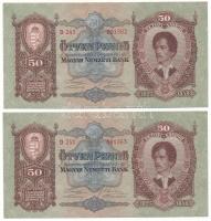 1932. 50P (2x) sorszámkövetők "D 241 091962 - D 241 091963" T:AU Adamo P14