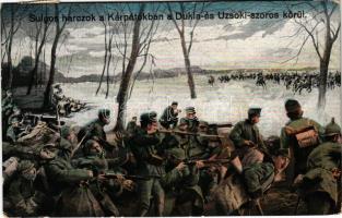 1915 Súlyos harcok a Kárpátokban a Dukla- és Uzsoki-szoros körül / WWI Austro-Hungarian K.u.K. military art postcard, battle in the Carpathian mountains. MBL 1506. (EK)