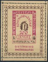 1940 Bélyeggyűjtési Propaganda - Gutenberg emlékív (12.000)