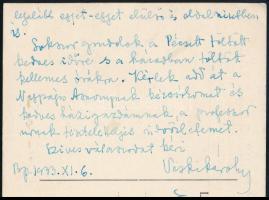 Viski Károly (1883-1945.) etnográfus, egyetemi tanár, a Magyar Tudományos Akadémia tagja autográf ké...