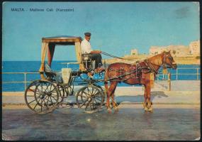 1972 Az FTC labdarúgócsapat tagjainak aláírása Máltáról hazaküldött képeslapon: Vépi, Horváth Á., Gé...