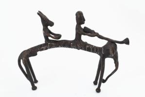 Dogra. Elefánt harcosokkal. Dél-India, cca XX. sz. eleje, bronz. Hibátlan, 22x17 cm