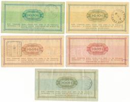 Lengyelország 1969. 1c - 20c (5xklf) értékű utalvány, egy kivételével a hátoldalukon bélyegzéssel T:...