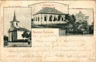 1903 Hatvan, Református templom, Katolikus kör, Izraelita templom, zsinagóga. Hoffmann M. L. kiadása (Rb)