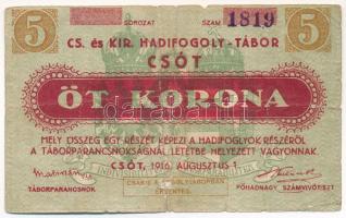 Csót / Hadifogolytábor 1916. augusztus 1. 5K sorozatszám nélkül, "1819" sorszámmal T:VG Adamo HHC-1.4