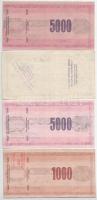 Lengyelország 1975-1990. 100Zl - 5000Zl (4xklf) értékű utazási csekk, bélyegzésekkel (Nyíregyháza, Z...