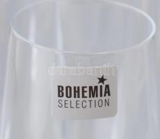 Bohemia kristály pezsgős flőtepohár garnitúra, 6 darab, címkével jelzett, dobozában, hibátlan, m: 22...