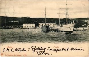 1905 Pola, Fisella / port, ships (EK)