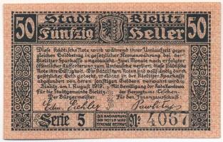 Lengyelország / Bielsko (Bielitz) 1919. 50h (kétnyelvű) szükségpénz T:F, szép papír
Poland / Bielsk...