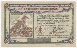 Német Birodalom / Szilézia / Nikolai 1921. 25pf (kétnyelvű) szükségpénz T:XF
German Empire / Silezi...
