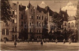 1915 Budapest VII. Erzsébet nőiskola, teniszpálya, játszótér, István út 93. (ragasztónyomok / glue marks)