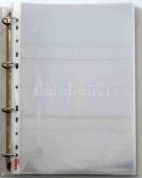 Fehér négy gyűrűs "Zettler" bankjegy album, 57db, javarészt "Esselte" műanyag be...