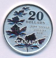 Kanada 2011. 20$ Ag "II. Erzsébet / Juharlevél" tanúsítvánnyal (7.96g/0.999/27mm) T:PP 
C...