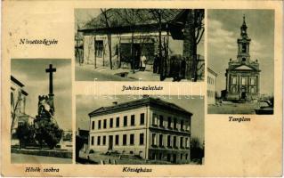 1949 Németszőgyén, Nemecky Svodín, Deutsch-Seldin (Szőgyén); Hősök szobra, Községháza, Templom, Juhász üzlete / military monument, town hall, church, shop (fl)