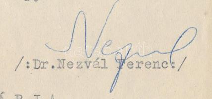 1960 Bp., Dr. Nezvál Ferenc igazságügy-miniszter aláírása hivatalos iraton