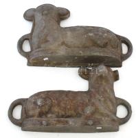 Bárány formájú nagyobb méretű antik sütőforma, fém, 36x20 cm