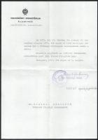 1977 Dr. Markója Imre államtitkár (1978-tól igazságügy-miniszter) aláírása hivatalos iraton