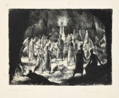 Tarjáni Simkovits Jenő (1895-1995): Hegyibeszéd. Rézkarc, papír, jelzett. Lapon apró foltokkal. 14×19 cm