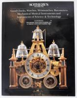 1995 Sotheby's Good Locks, Watches, Wristwatches, Barometers, Mechanical Musical Instruments and Instrument of Science &amp; Technology. London, 1995, Sotheby's. Sotheby's aukciósház angol nyelvű aukciós katalógusa, gazdag képanyaggal. Kiadói papírkötés.