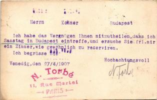 1907 Venezia, Venise, Venice; Hotel Central Vapore (Propriétaire Giacomo Barbieri), Pont des Soupirs...