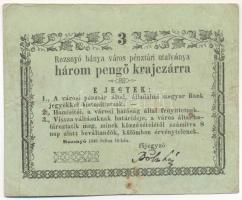 Rozsnyó 1849. július 16. 3kr "Rozsnyó bánya város pénztári utalványa" T:F-VG, folt Hungary / Rozsnyó 16.07.1849. 3 Kreuzer "Rozsnyó bánya város pénztári utalványa (Cashier's Coupon of Mine Town of Roznava)" C:F-VG, spot Adamo ROZ-1.2