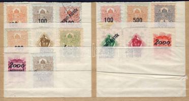 1944-46 Adópengő felülnyomású okmánybélyegek 14 db klf