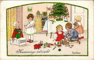 1933 Karácsonyi üdvözlet / Christmas greetings art postcard. M.M. Nr. 1371. s: Pauli Ebner (fa)