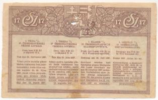 Csehszlovákia 1927. "17. Csehszlovák Osztálysorsjáték" első osztály 1/8-ad sorsjegye, &quo...