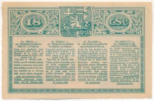Csehszlovákia 1928. "18. Csehszlovák Osztálysorsjáték" harmadik osztály 1/8-ad sorsjegye, ...