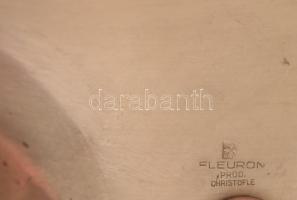 Christofle ezüstözött olaj-ecet kínáló, kristály üvegekkel, jelzett, m: 19,5 cm