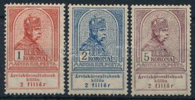 1913 Árvíz I. 1K, 2K + 5K bélyeg (31.000)