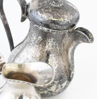 WMF art deco kalapált mintás háromrészes szervírozó szett, cukortartó fedele hiányzik, jelzett, kopo...