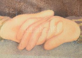 Baranyay András (1938-2016): Kezek, 1994. Litográfia, papír, jelzett, számozott (6/45). Üvegezett fa...