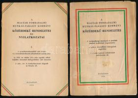 A magyar forradalmi munkás-paraszt kormány közérdekű rendeletei [és nyilatkozatai.] 1-2. Bp., 1956, Athenaeum, 31+1 p.; 79 p. Kiadói papírkötés.