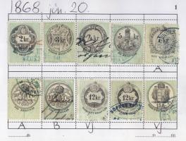 1868-1952 160 db magyar okmánybélyeg cserefüzetben kiadások szerint feldolgozva