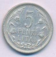 Litvánia 1925. 5L Ag T:VF Lithuania 1925. 5 Litas Ag C:VF Krause KM#78