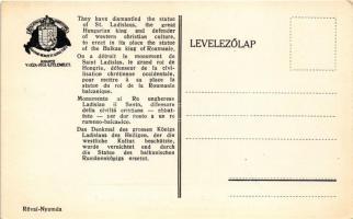 Nagyvárad, Oradea; Szent László szobrát ledöntötték és helyébe tették a balkáni rumán királyét (I. F...