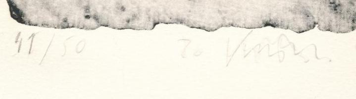 Vincze Balázs (1947-2008): Kompozíció. Rézkarc, papír, jelzett, számozott (41/50). Az 1987-ben megje...