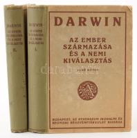 Charles Darwin: Az ember származása és a nemi kiválasztás I-II. kötet. Ford.: Dr. Entz Géza, Dr. Fülöp Zsigmond, Dr. Madzsar József. Bp.,1923, Athenaeum,398+2 p.;327 p.+ XXXVII t. Második kiadás. Kiadói félvászon-kötés, kopott, foltos borítóval, de belül jó állapotban.