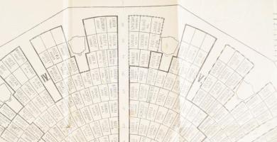 cca 1910 A képviselők elhelyezése a Ház üléstermében, kiadja: Béndek Zoltán, szakadásokkal, ragaszto...