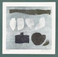 Kilár István (1935-): Maradványok. Színes rézkarc, akvatinta, papír, jelzett. Számozott: 10/75. Paszpartuban. 25×25 cm