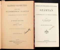 Iskolai matematika könyvek: Horti Henrik: Rajzoló geometria 1-3, planimetriei alaktan. BP., 1910. Franklin. + Lévay Ede: Számtan. Bp., 1918. Athenaeum. Korabeli félvászon kötésben