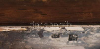 Francia art deco ezüstözött kínáló, fa fogókkal, eredeti üvegbetétekkel, pattogzással, jelzett, 39x3...