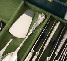 Deetjen Orfévrerie francia 63 ezüstözött evőeszköz készlet, dobozában, jelzett, jó állapotban