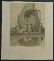 Abel Pann (1883-1963): Ábel temetése. Színes litográfia, papír, jelzett, körbevágva, apró lapszéli szakadással, 25×20,5 cm