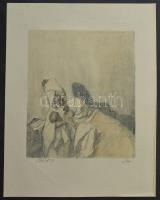 Abel Pann (1883-1963): Anya gyermekével. Színes litográfia, papír, jelzett, körbevágva, 25×21 cm